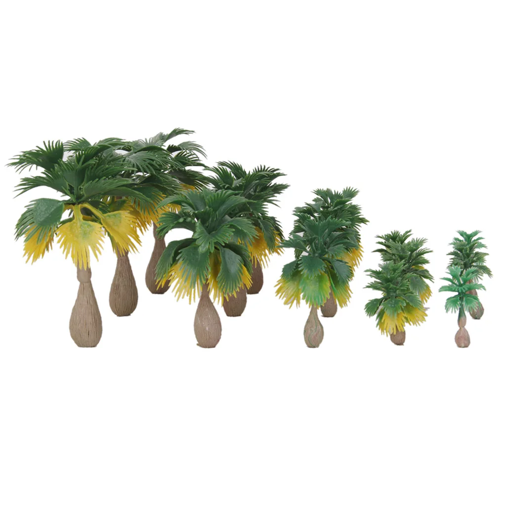 15 Pcs Mini Model Train Trees Tropical Forest Scenery Scale N Z 1:100-1:300 Green and Brown