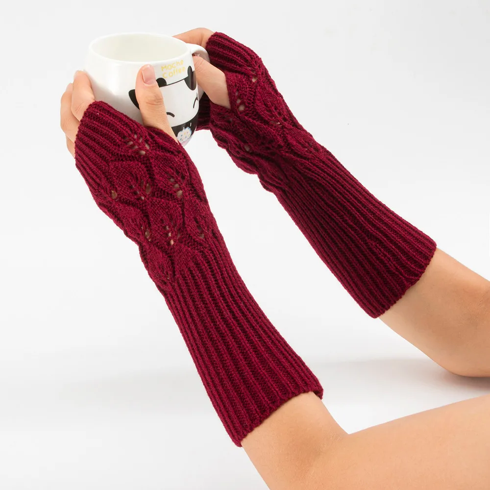 2018 модные Повседневное Для женщин зима запястье рука теплее Ромб Трикотажные перчатки без пальцев Варежки #4O22 # F