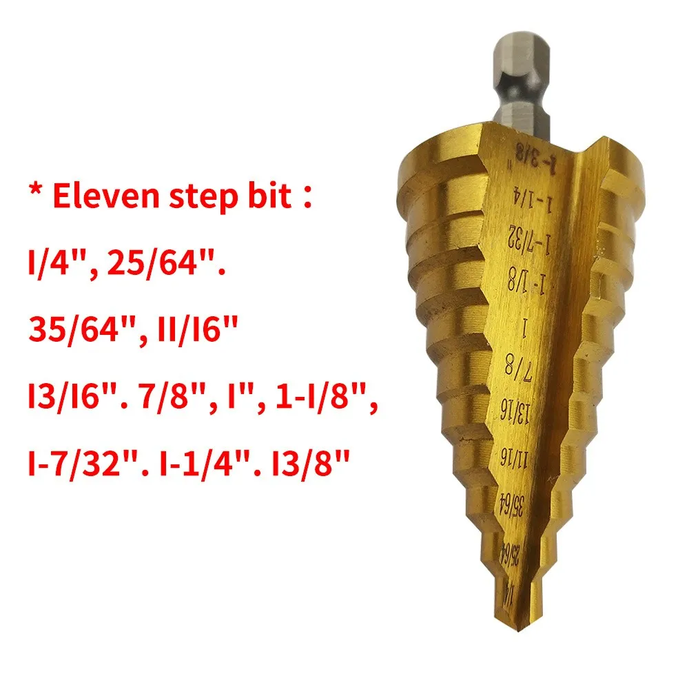 Производитель продает 2 шт дюймов шестиугольная ручка ступенчатая дрель 3/16-7/8 1/4-1-3/8 многоцелевой пагода дрель