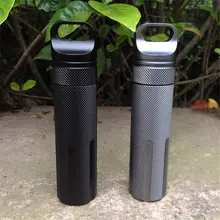 Outdoor Survival Waterproof Tank First Aid Cartridge Medicine Pill Bottle CNC Outdoor Mini Container EDC Camping Equipment AA50