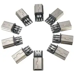 10 шт. мини Тип USB 5pin мужчина SMT SMD розетки Jack Инструменты для наращивания волос металлический серебристый