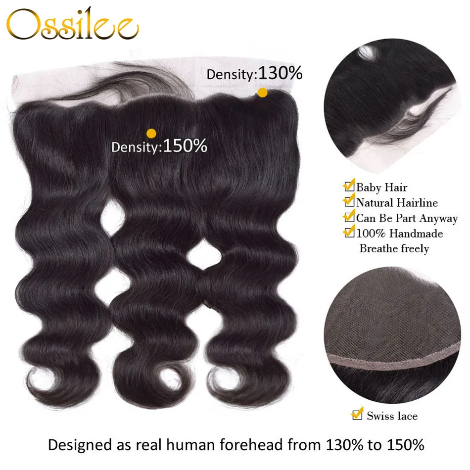 Ossilee Lace Frontal Closure With Bundles Brazilian Body Wave Human Hair Bundles With Closure Remy Hair Bundles With Frontal