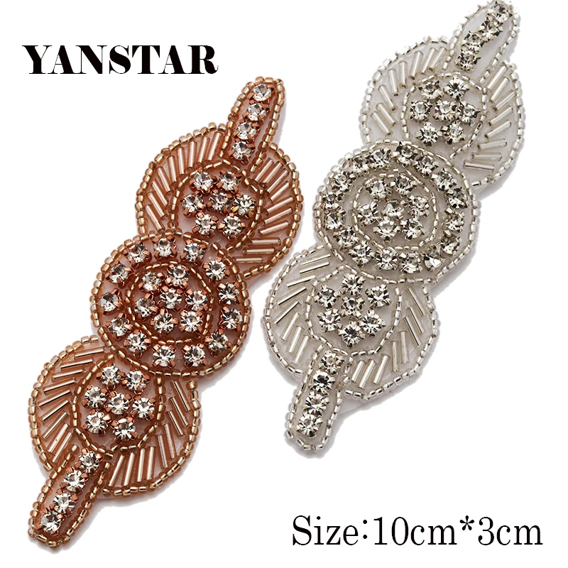 

YANSTAR 50pcs Wholesale Rose Gold Sparkle crystal Wedding Dress Sash Rhinestones Appliques Accessory For Bridal Gown Belt YS903