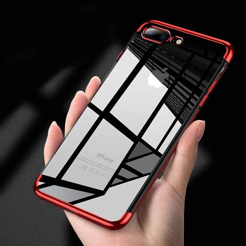 Case For iPhone 8 7 plus 6 6S Plus Soft tpu Phone Cover cases X XR XS Max Transparent Silicone Electroplating case |