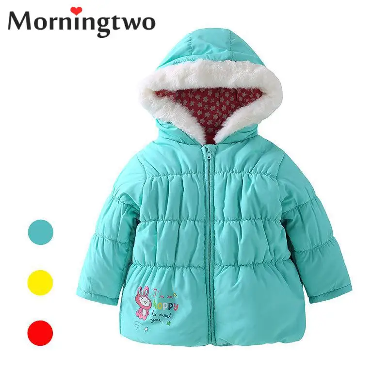 Morningtwo 2018 New Arrival Thick And Warm Cotton Inside Winter Hooded Clothes For Baby Girls Jackets Outwear 80-110cm