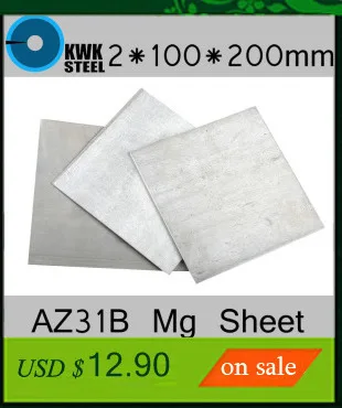 3 * 200 * 200mm AZ31B Magnesium Alloy Sheet Mg Plate Electroplating Anodes Experiment Anode Free Shipping