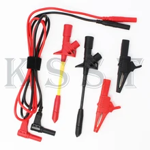 DMM03A 1 Pair AWG Силиконовые провода + 1 Пара Безопасности прокол крюк + Безопасности изоляции крокодил Красный и Черный