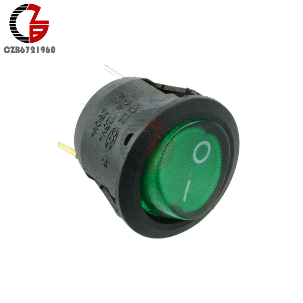 

5Pcs Mini Green Round 3 Pin SPDT ON-OFF Rocker Switch Snap-in Toggle Switch