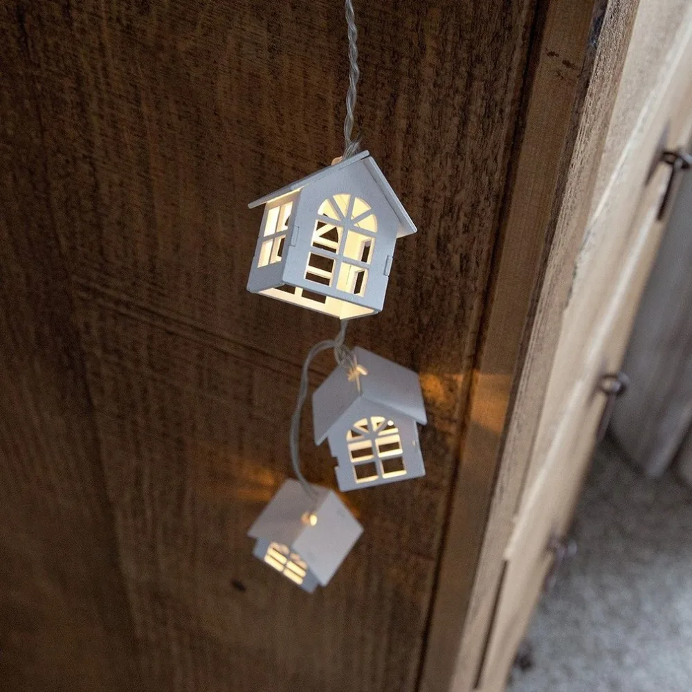 

European Style House Shape Battery Power Fairy String Light Wall Window Garden Christmas Decoration Party String Lamp