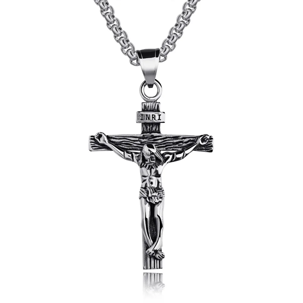 Золотой, серебряный цвет, нержавеющая сталь, Мужская хип-хоп подвеска в виде креста с Иисусом, ожерелья, модное винтажное ожерелье, мужские ювелирные изделия, подарок