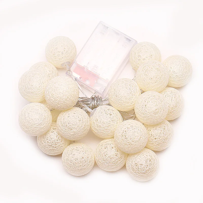 

2.3m 20 LED Waterproof Cotton Ball Fairy String Lights w/Battery Box Xmas Wedding Outdoor Party Decorating Lights