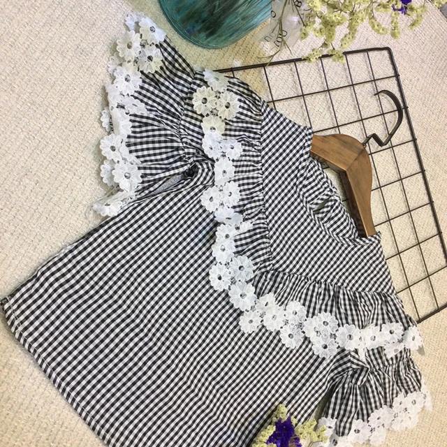 2018 Summer New Girl Shirt Children Short Sleeve Shirt Plaid Fashion Pure Cotton Blouse For Girls Top 2-6Y Kids baby shirts