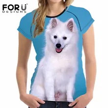 Forudesigns/футболка тренер Бег Для женщин спортивные Фитнес Топ эскимосская Собака Печатные Открытый Гибкая Тренажерный зал тонкая футболка женская Футболки для девочек