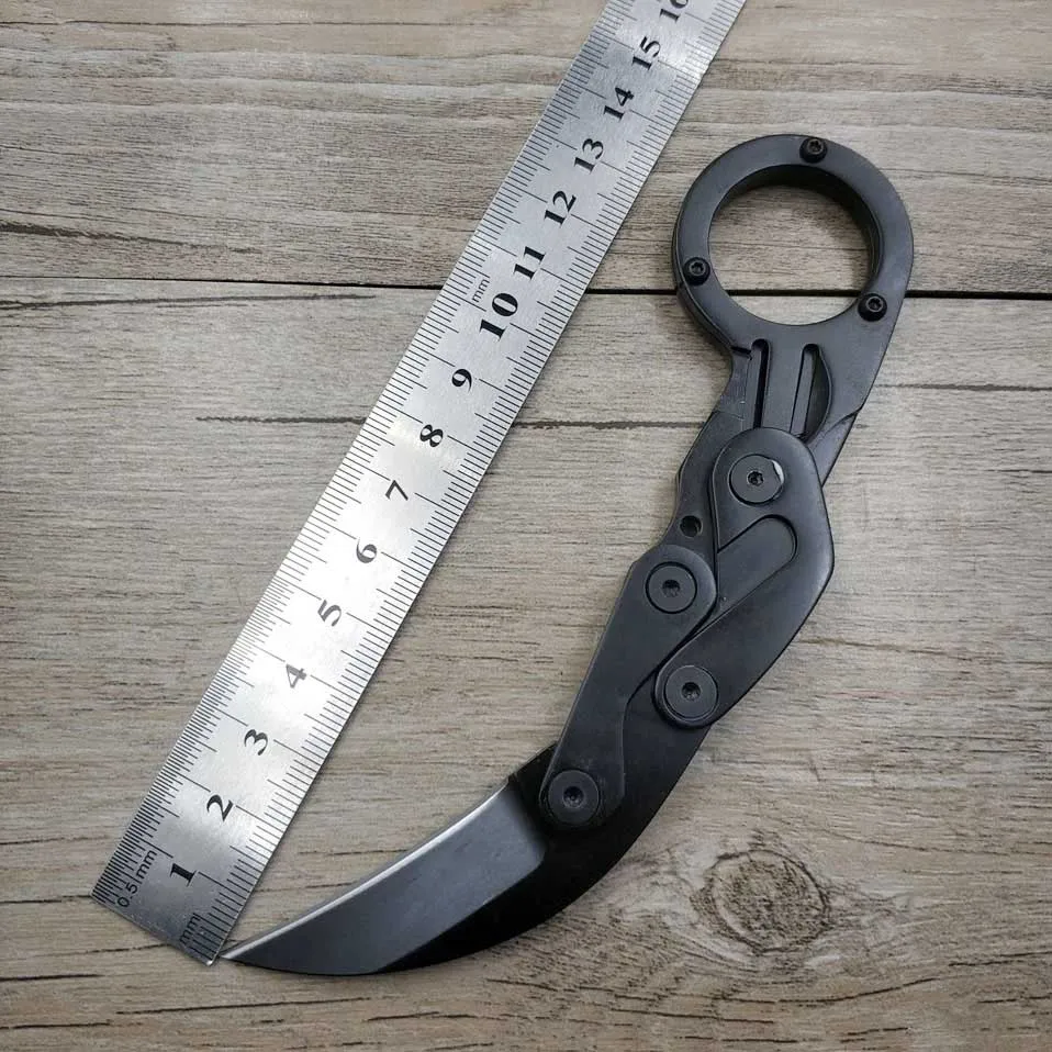 Прямая поставка, складной карманный нож karambit CSGO из нержавеющей стали, портативный механический тактический нож-коготь, инструмент для повседневного использования - Цвет: Small size black