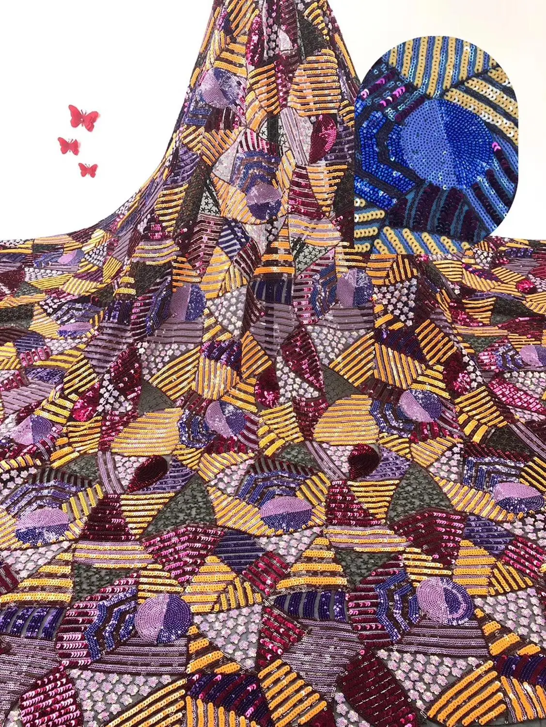 

French Net Lace Fabric High Quality Embroidery Tulle Lace With Sequins 2019 Latest African Lace Fabric For Wedding Dress