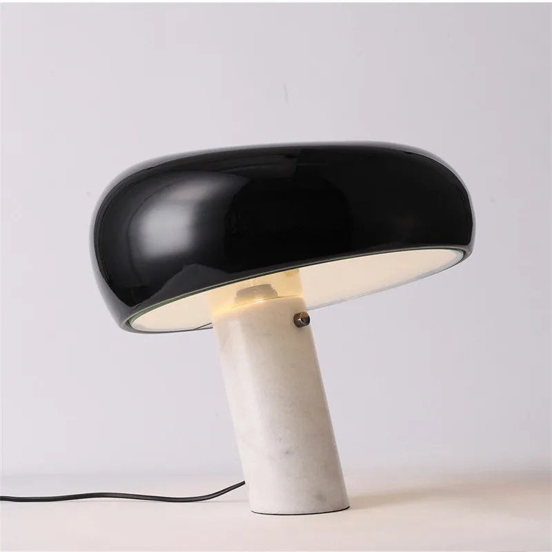 

Italian Marble Table Lamp Mushroom White Black Hat Table Light Modern Luxury Hotel Bedroom Study Eye Room Home Lighting G810