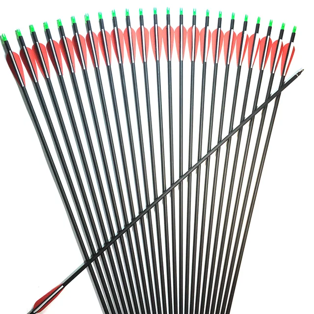 US $12.21 6/12/24/48Pcs 30 inch Carbon Arrow Spine 500 For 40-60 lbs Compound/Recurve Bow Long Bow Archery wi