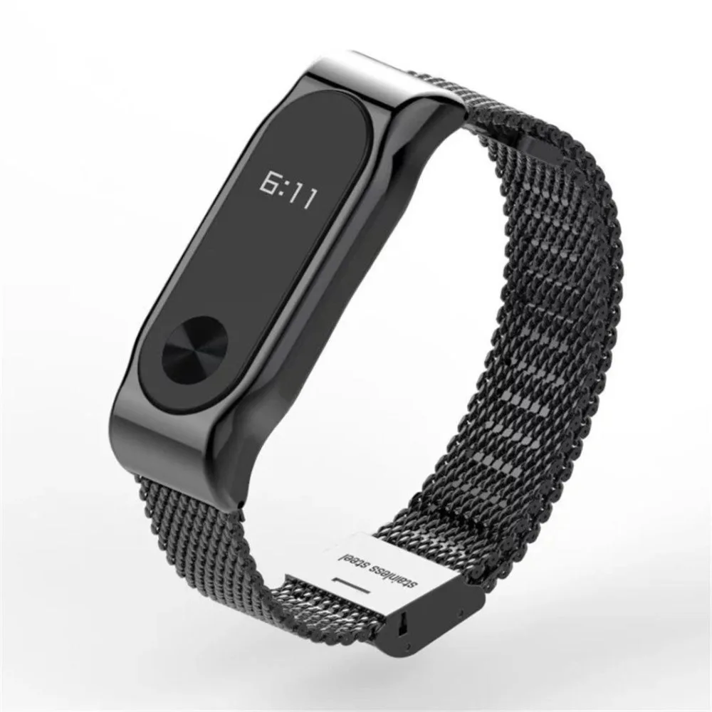 Ремешок из нержавеющей стали для Xiaomi mi band 2 сетчатые металлические ремешки замены