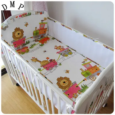 

Promotion! 5PCS Mesh newborn baby crib bedding set for boys 100% cotton,Reactive and 3D Cot Set,include(4bumpers+sheet)