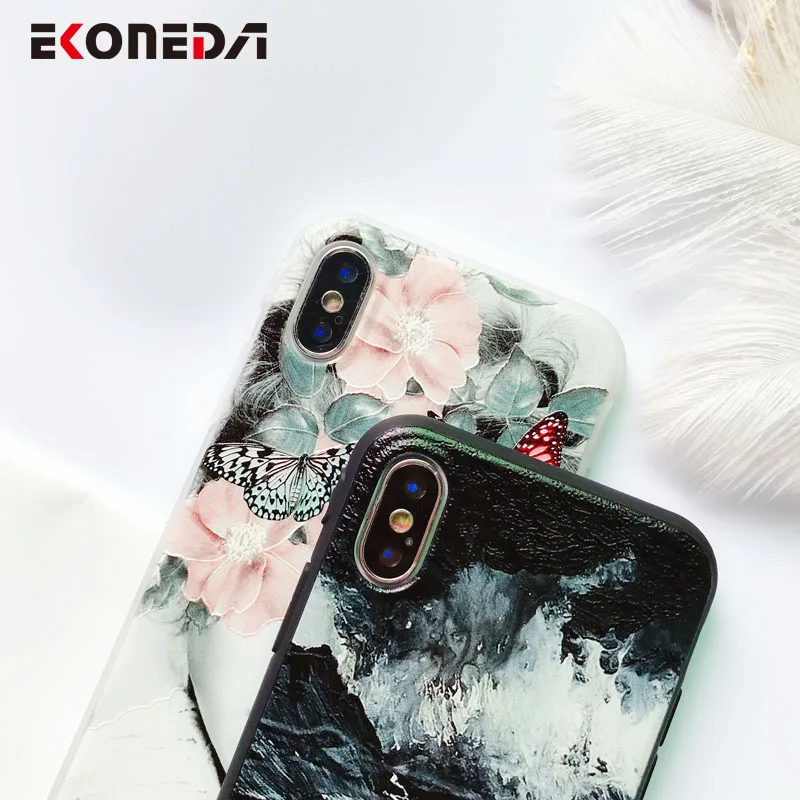 EKONEDA Soft TPU Phone Case For iPhone 6S Case Silicone Black Simple Scrub Back Cover For iPhone 7 6 6S 7Plus XS Max X 8 Case