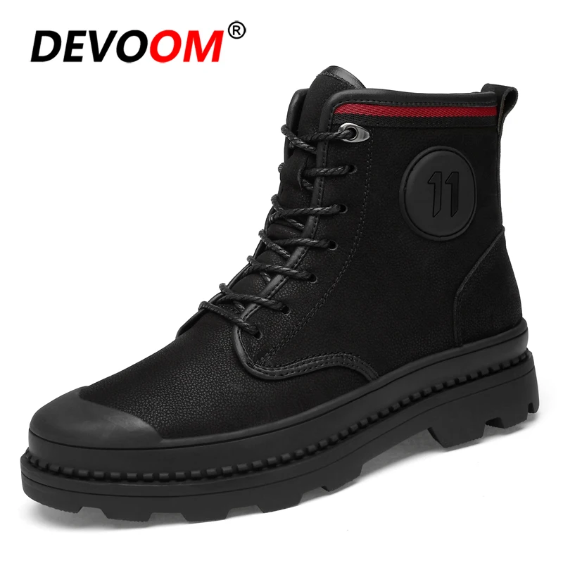 

New Arrival Non-slip Snow Boots Men 2018 Fashion Men Work Shoes Martin Military Outdoor Crashproof Safety Shoes Solid Black Eu47