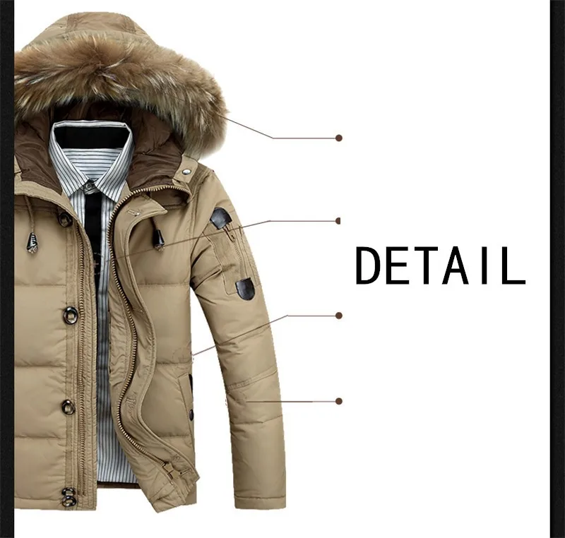 Лидер продаж, короткая стильная зимняя куртка на пуговицах для мужчин, верхняя одежда, повседневная куртка на белом утином пуху, Мужская парка, теплое пальто с карманом, FYY047