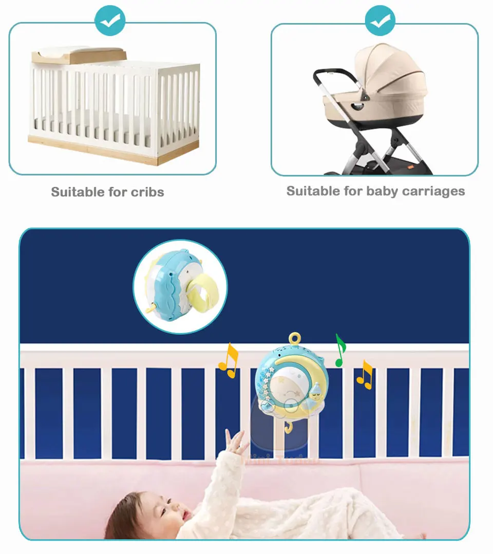 baby shower toys Baby Rattles Crib Mobiles Toy Holder Rotating Mobile Bed Bell Musical Box Projection 0-12 Months Newborn Infant Baby Boy Toys Baby & Toddler Toys luxury