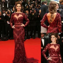 Восхитительная Кружевная аппликация платья знаменитостей новые платья в пол с длинным рукавом А-силуэта Платья Знаменитостей Платье для красной дорожки