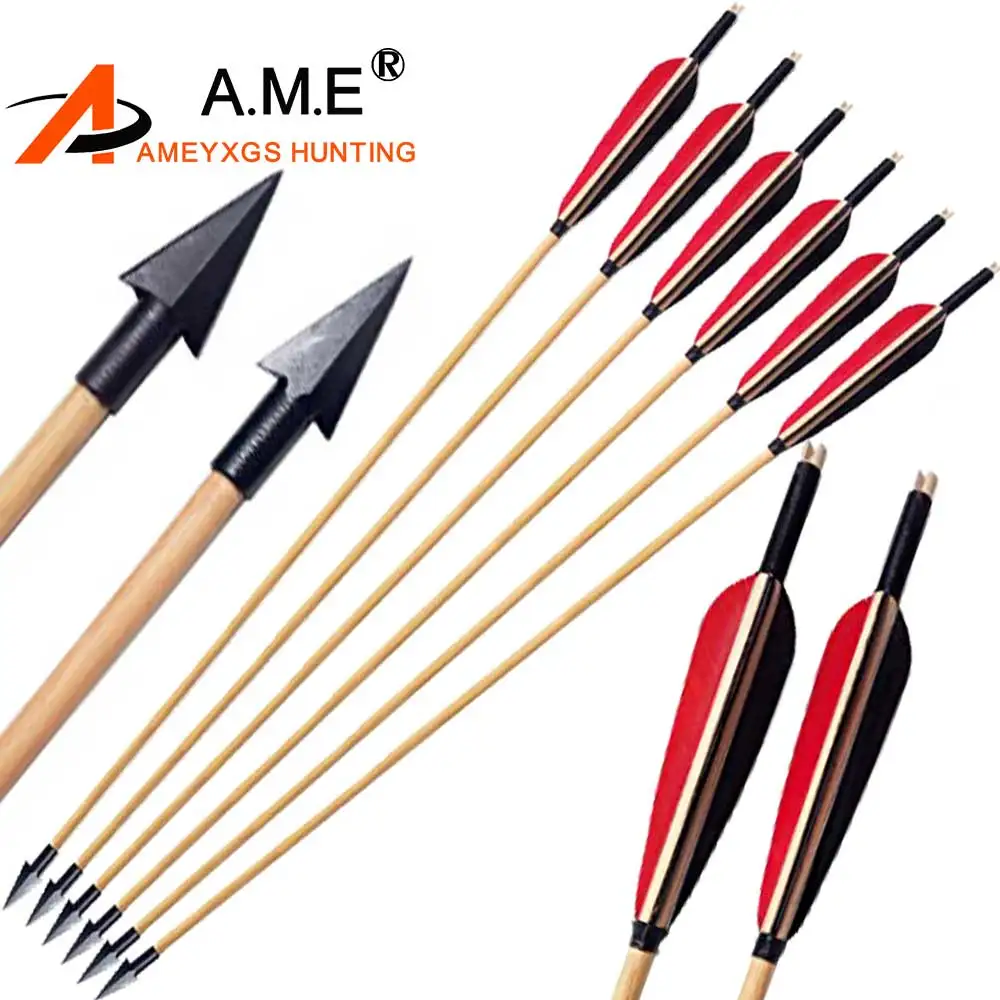 Buy 6pcs 83cm Archery Traditional Wood Arrows Handmade