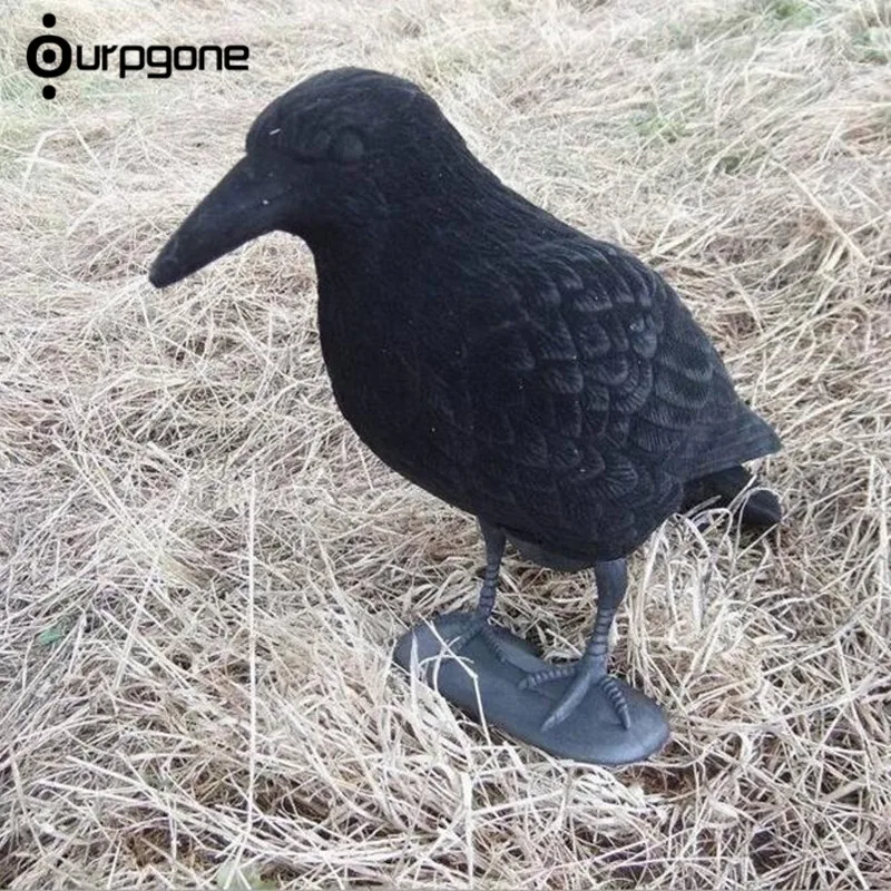 

Ourpgone Garden Flocked Hard Plastic jet Crow Decoy Hunting Stand Body Feet Full Body Stand for Outdoor Hunting Shooting Decoy