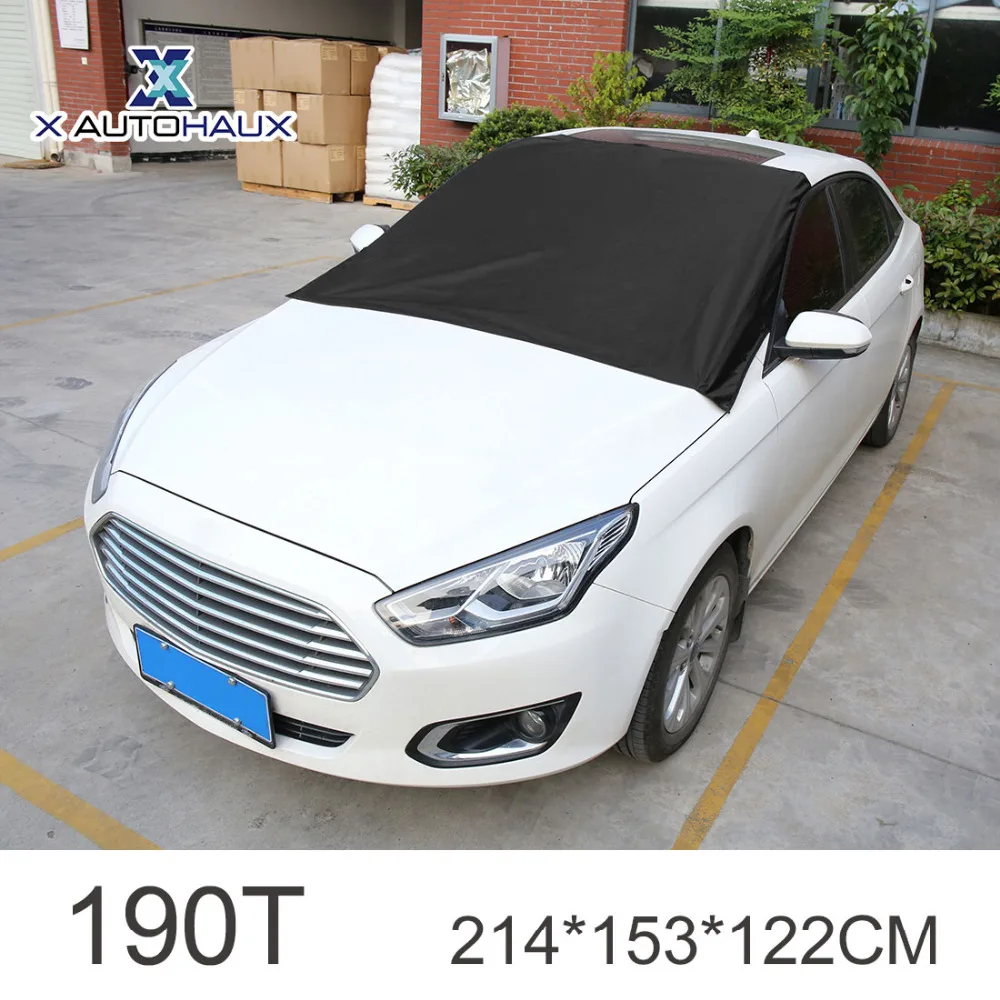

X AUTOHAUX Black 190T Car Wind Shield UV Heat Resistance Front Window Sun Shade with Magnet 214 x 153 x 122CM CAR SUNSHADE VISOR