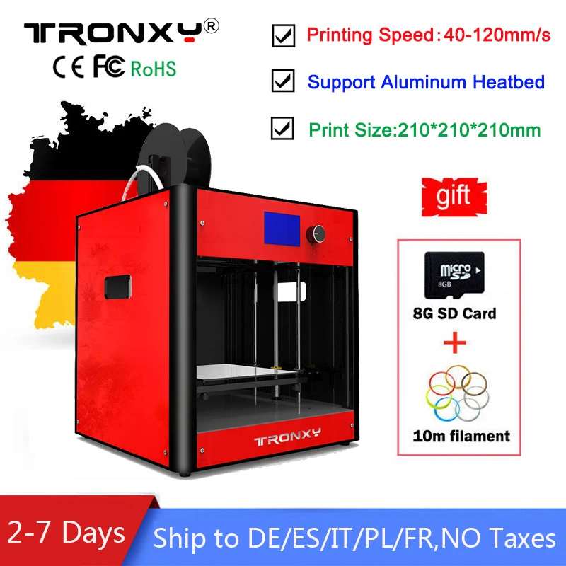 

Tronxy 3d printer Kit Large Size 3D Printing 210x210x210mm Full Metal Aluminum Frame DIY kit Printing Speed 40-120mm/s Printer