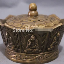 Китайский Бронзовый Буддизм Амитаюс Статуя Будды Лотоса Корону Курильница Курильница