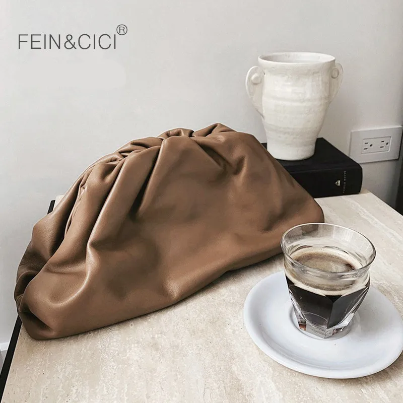  The pouch bag day clutch party envelope purse women large big ruched pillow bag leather handbag sum - 33061783009