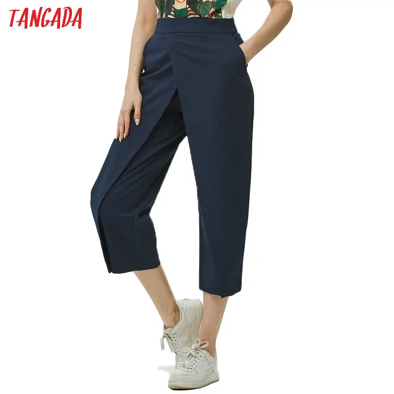 Ceny Tangada damskie eleganckie granatowe spodnie 2019 damskie dorywczo spodnie harem bawełniane fajne koreańskie modne spodnie mujer XD449