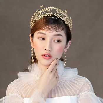 

Himstory Top Quality Lux Wedding Bridal Bridesmaid stzr Cubic Zirconia Girls white plated zircon Big tiara crown HEadband