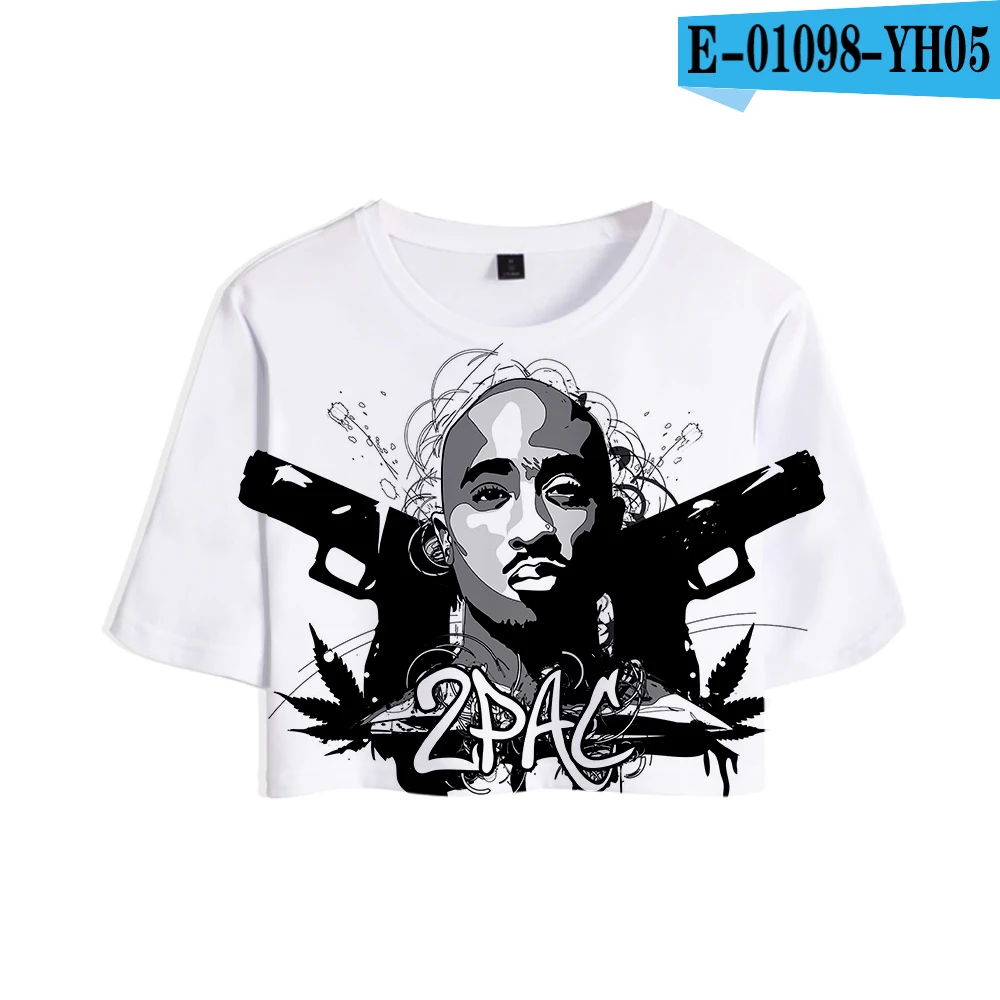 2Pac Tupac Amaru Shakur 3D принт Midriff-baring футболка женская летняя сексуальные повседневные вещи Harajuku короткий рукав Футболка Горячая Распродажа - Цвет: picture color