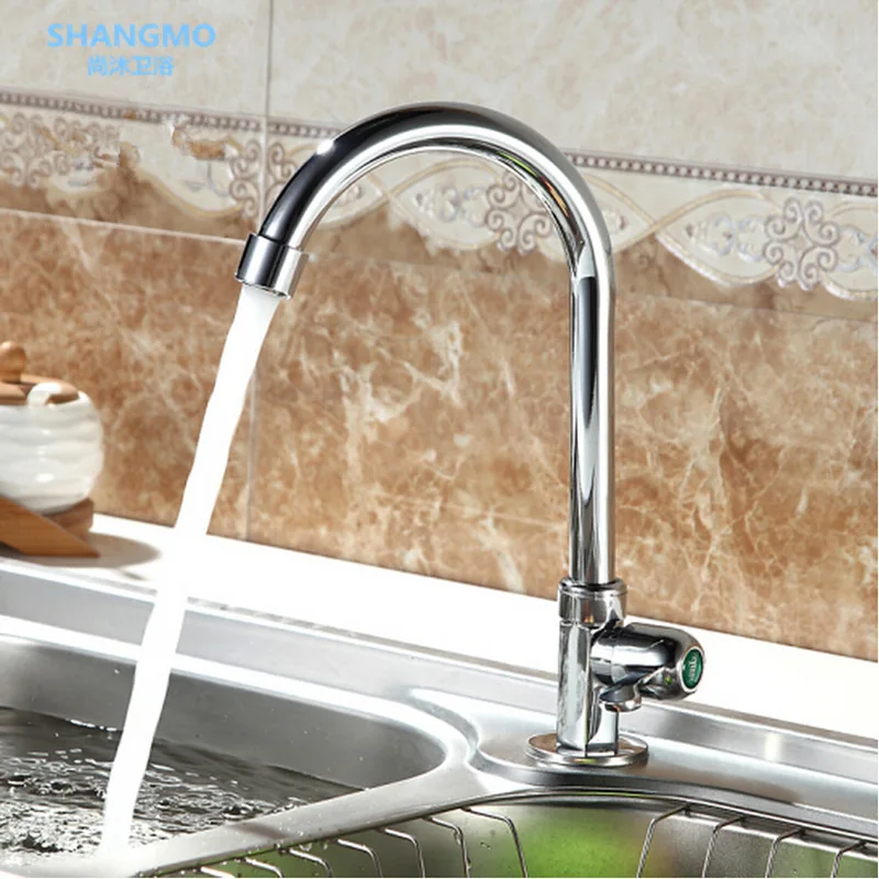 

Kitchen Faucet Crane Polished Silver Single Handle Hole Bathroom Basin Faucet Deck Mounted 360 Degree Rotatable robinet cuisine