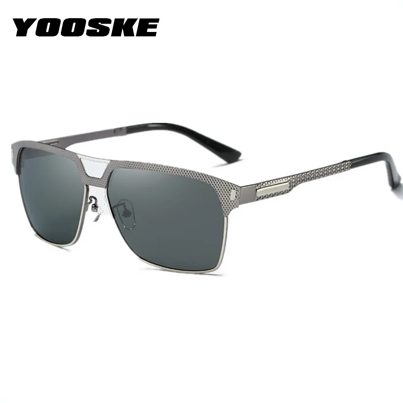 YOOSKE New Half Frame Sunglasses Men Polarized Sun Glasses Male Classic Anti-Reflective Outdoor Fishing Driving Glasses