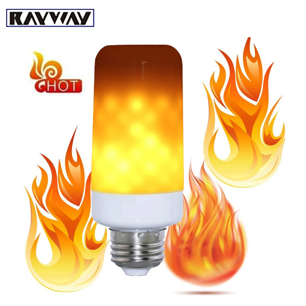 

RAYWAY 3 Modes LED Flame Lamp E14 E27 2835SMD 7W Flickering Emulation Decorative Lamp Flame Fire Effect Light Bulb For Christmas