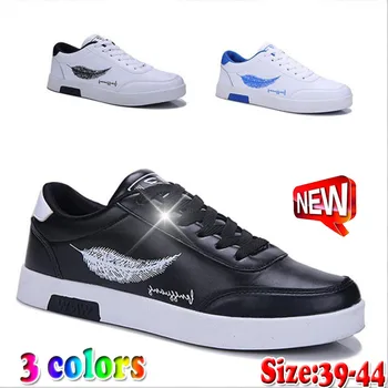 

Kamucc 2019 Men Shoes Spring Autumn Casual Leather Flat Shoes Lace-up Low Top White Male Sneakers tenis masculino adulto Shoes