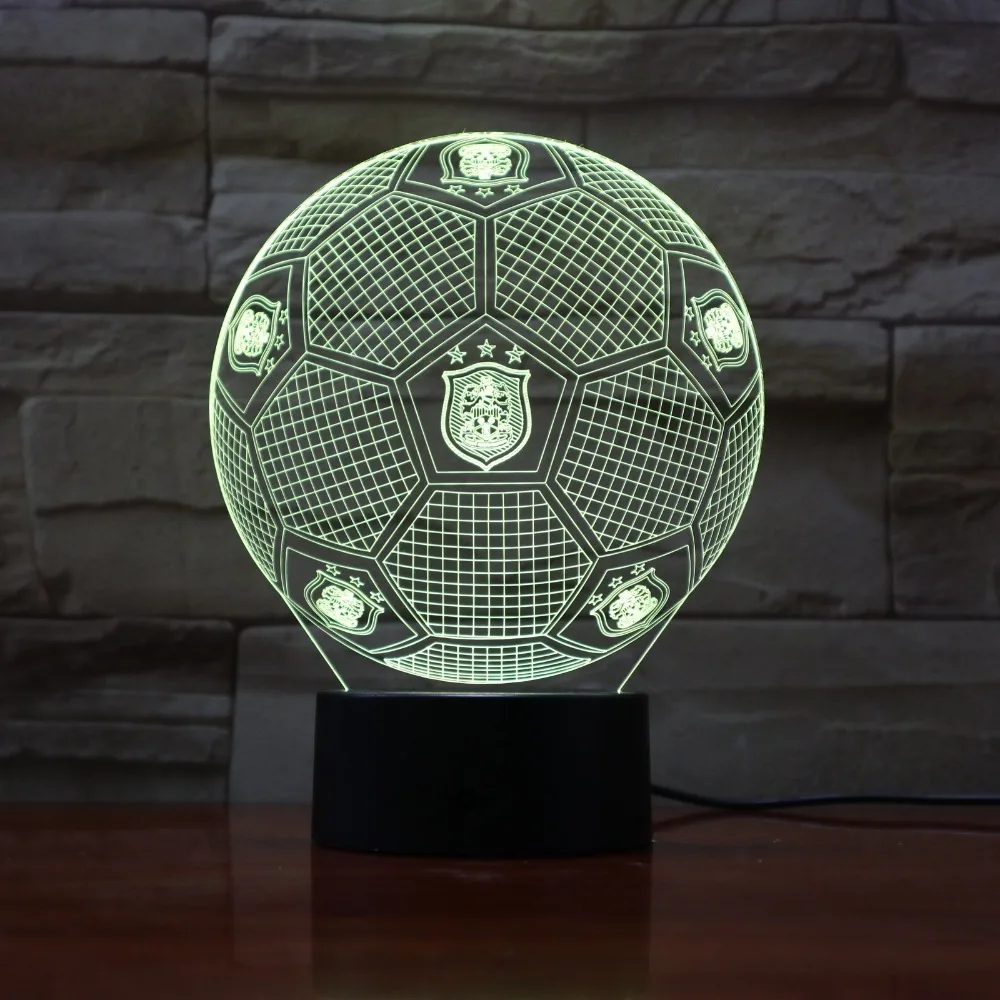 7 Красочные градиенты атмосферная лампа светодиодный 3d-ночник USB Настольная прикроватная лампа 3D Глобус лампа футбольный клуб GX879