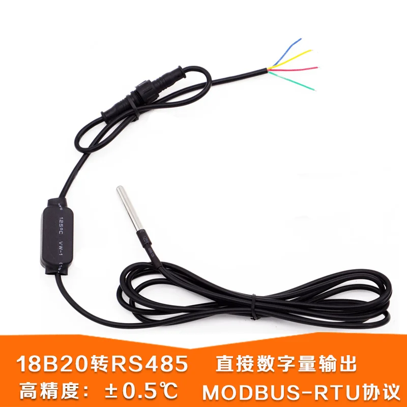 

DS18B20 temperature acquisition module transmitter industrial high-precision MODBUS RS485 temperature sensor SCM PLC 1.5M Sensor