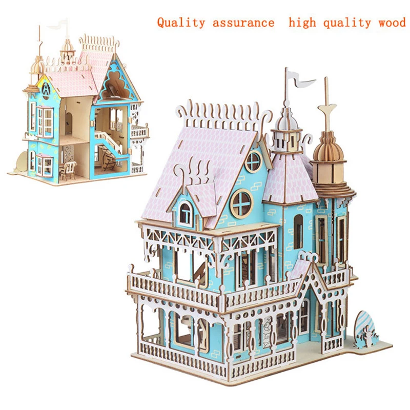 Wooden Dolls House Furniture Toy Diy Assembly Dollhouse Miniature