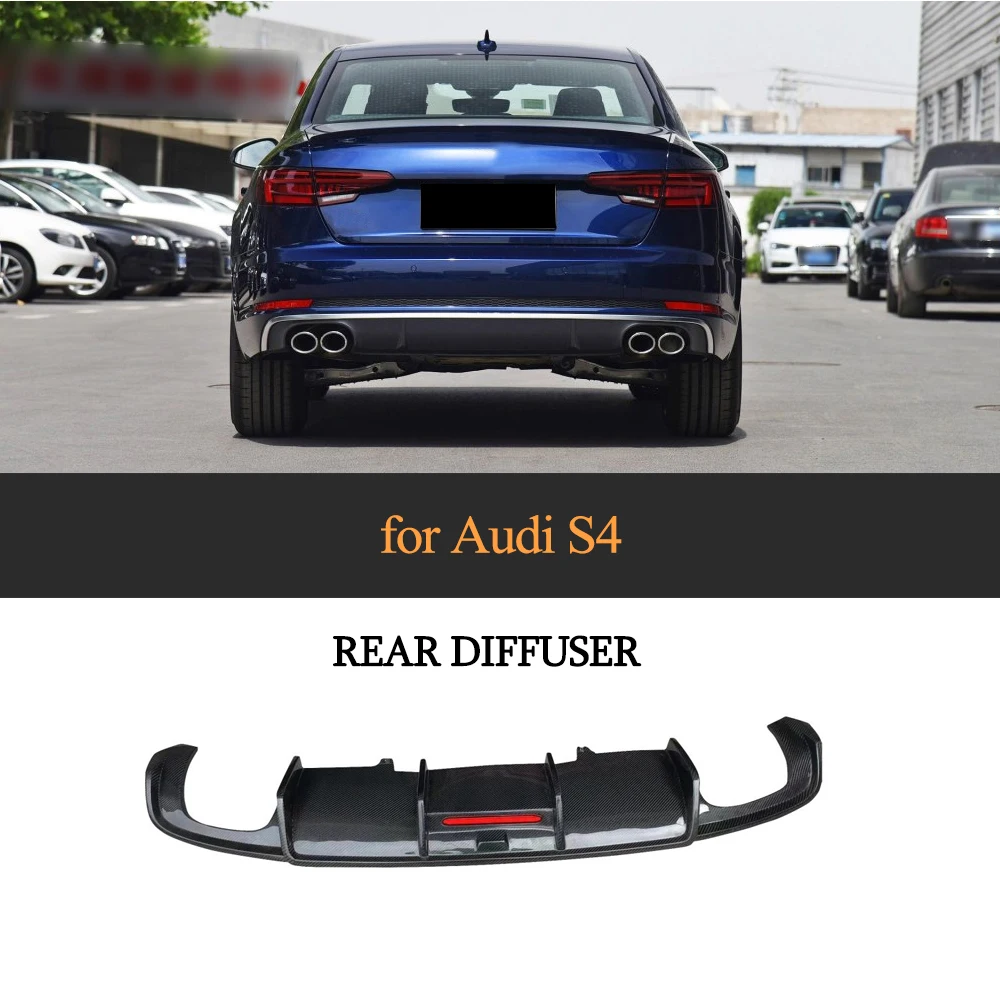 For S4 Carbon Fiber Rear Bumper Diffuser Lip Spoiler For Audi A4 Sline