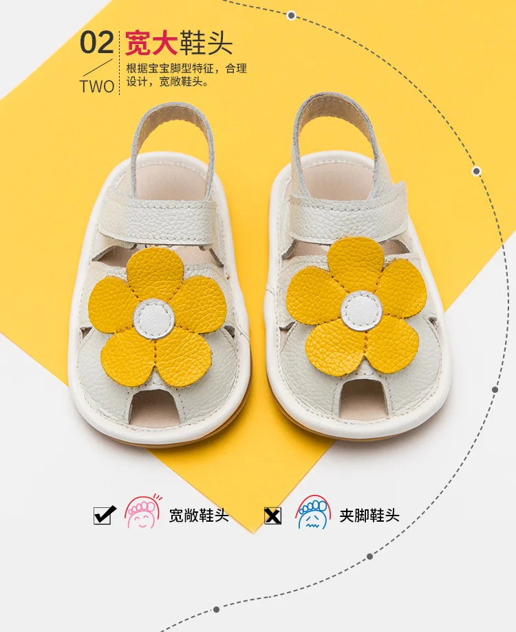 

Angelatracy Leather Baby Shoes Floral Summer Flower TPR Soft imitation ox-tendon Sole Cow Muscle Prewalker Toddlers Sandals
