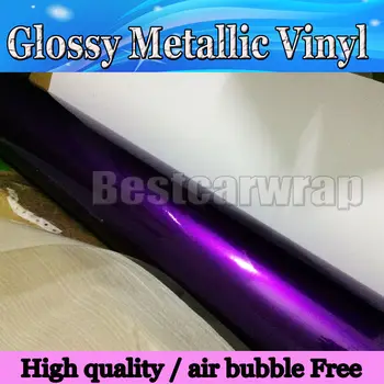 

Mid night Purple Glossy Metallic Vinyl Car styling wrapping With Air Bubble Free pearl purple Gloss foil size :1.52*20M/Roll