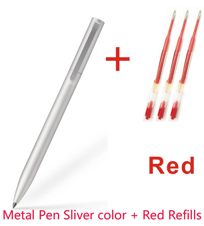 Xiao mi jia металлическая ручка для гостя G2 чернильная ручка mi Pen 0,5 мм ручка для подписи гладкая швейцарская заправка mi Kuni японские черные чернила индивидуального изготовления - Цвет: Sliver  3 Red Rods