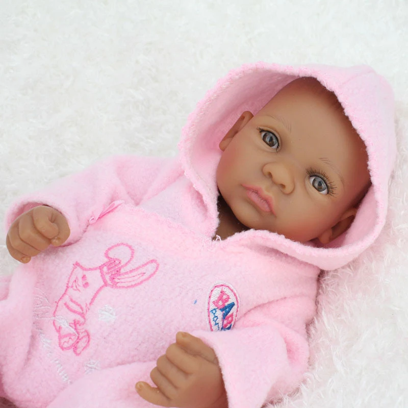 10 &quot28 см мини куклы reborn baby черный полный силиконовые тела мягкие Реалистичные