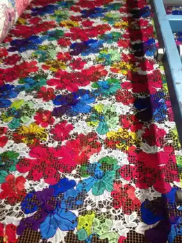 

Multi Color printed guipure lace water colorful digital print African fashion lace cupion lace 2017 latest designs for fashion